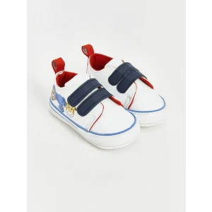 LCW STEPS Beyaz Baskılı Cırt Cırtlı Erkek Bebek Yürüme Öncesi Ayakkabı