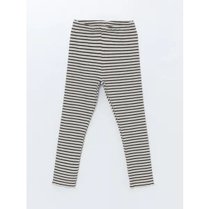 LCW Kids Siyah Beli Lastikli Çizgili Kız Bebek Tayt