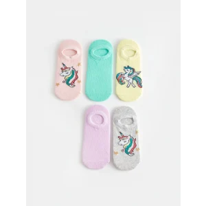 LCW Kids Pembe Desenli Kız Çocuk Sneaker Çorap 5li
