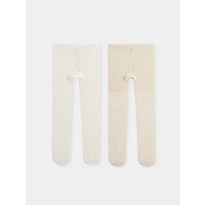 LCW baby Bej Kendinden Desenli Kız Bebek Külotlu Çorap 2li