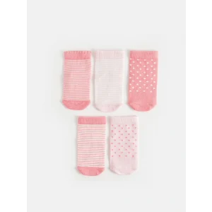 LCW baby Pembe Desenli Kız Bebek Soket Çorap 5li