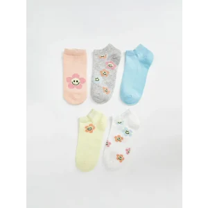 LCW Kids Pembe Desenli Kız Çocuk Patik Çorap 5li