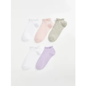 LCW Kids Ekru Basic Kız Çocuk Patik Çorap 5li