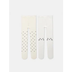 LCW baby Ekru Desenli Kız Bebek Külotlu Çorap 2li