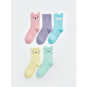 LCW Kids Pembe Desenli Kız Çocuk Soket Çorap 5li