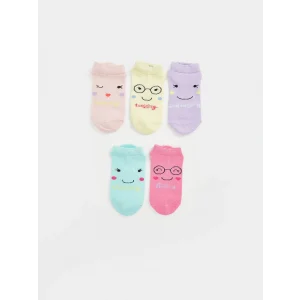 LCW Kids Pembe Desenli Kız Çocuk Patik Çorap 5li
