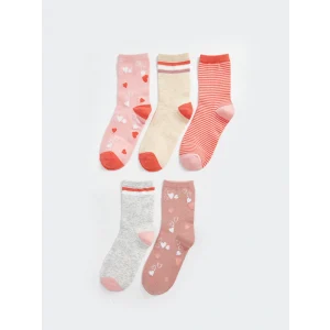 LCW Kids Pembe Desenli Kız Çocuk Soket Çorap 5li
