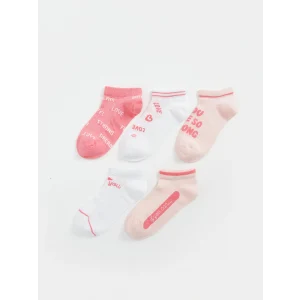 LCW Kids Pembe Desenli Kız Çocuk Patik Çorap 5li