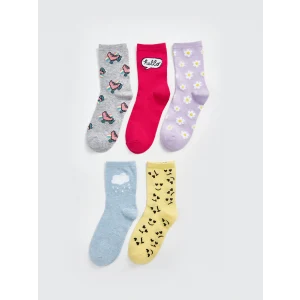 LCW Kids Gri Desenli Kız Çocuk Soket Çorap 5li
