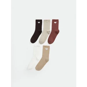 LCW DREAM Kahverengi Baskılı Kadın Soket Çorap 5li