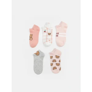 LCW Kids Mercan Ayı Teddy Desenli Kız Çocuk Patik Çorap 5li
