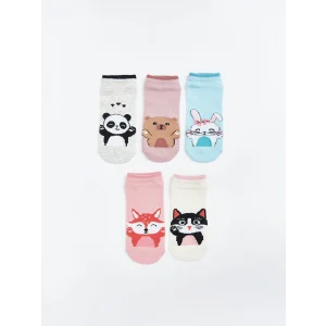 LCW Kids Gri Desenli Kız Çocuk Patik Çorap 5li