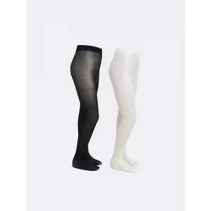 LCW Kids Ekru Kız Çocuk Simli İnce Külotlu Çorap 2li