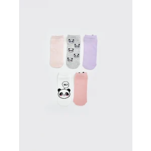 LCW Kids Pembe Panda Desenli Kız Çocuk Patik Çorap 5li