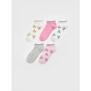 LCW Kids Ekru Desenli Kız Çocuk Patik Çorap 5li