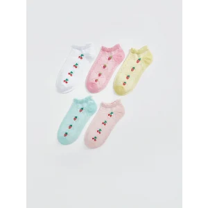 LCW Kids Beyaz Desenli Kız Çocuk Patik Çorap 5li