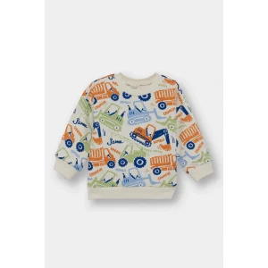 Defacto E9935A5ER98 Ekru Erkek Bebek Bisiklet Yaka Araç Baskılı İçi Yumuşak Tüylü Sweatshirt