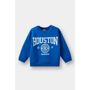 Defacto E9238A5BE142 Mavi Erkek Bebek Bisiklet Yaka Baskılı İçi Yumuşak Tüylü Sweatshirt