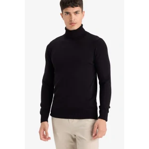 Defacto R1124AZBK27 Siyah Slim Fit Dar Kesim Balıkçı Yaka Basic Düz Triko Kazak