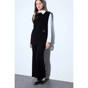 Defacto V0088AZBK27 Siyah Relax Fit Triko Pantolon Basic Düz Beli Lastikli Geniş Paça