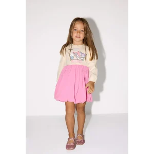 Defacto G0370A5PN179 Pembe Kız Bebek Hello Kitty Uzun Kollu Fitilli Kaşkorse Elbise