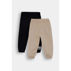 Defacto F9392A5BG775 Bej Erkek Bebek Etiket Baskılı Beli Lastikli 2li Eşofman Altı