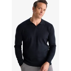 Defacto D4046AXNV64 Lacivert Standart Fit Polo Yaka Triko Kazak
