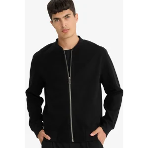 Defacto F3576AXBK81 Siyah Relax Fit Kolej Yaka Fermuarlı Bomber Hırka