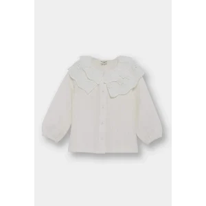 Defacto F9519A5ER105 Ekru Kız Bebek Büyük Yaka Twill Uzun Kollu Gömlek