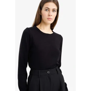 Defacto F7091AZBK27 Siyah Regular Fit Bisiklet Yaka Triko Kazak