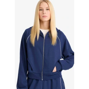 Defacto F9613AXNV241 Lacivert Coool Loose Fit Kapüşonlu Fermuarlı Sweatshirt