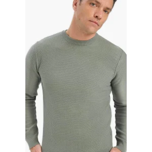 Defacto C9618AXGN826 Yeşil Standart Fit Bisiklet Yaka Triko Kazak