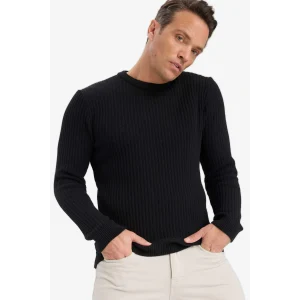 Defacto E0811AXBK27 Siyah Standart Fit Bisiklet Yaka Basic Dokulu Triko Kazak