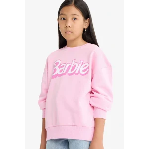 Defacto F1090A8PN666 Pembe Kız Çocuk Barbie Oversize Geniş Kalıp Bisiklet Yaka Sweatshirt