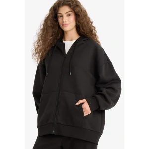 Defacto V4233AZBK81 Siyah Oversize Geniş Kalıp Kapüşonlu Fermuarlı Sweatshirt