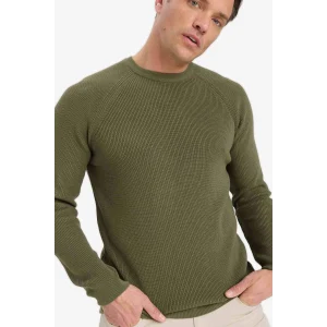 Defacto A8458AXKH381 Haki Standart Fit Bisiklet Yaka Triko Kazak