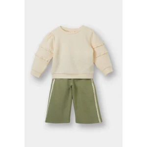 Defacto G0081A5KH461 Haki Kız Bebek 2li Takım Sweatshirt Eşofman Altı