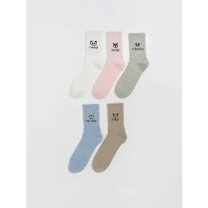 LCW DREAM Ekru Baskılı Kadın Soket Çorap 5li