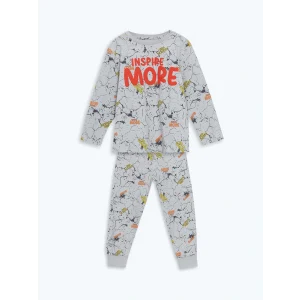 LCW Kids Gri Bisiklet Yaka Erkek Çocuk Pijama Takımı