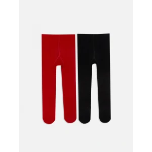 LCW Kids Kirmizi Basic Kız Çocuk Külotlu Çorap 2li