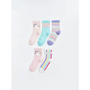 LCW Kids Pembe Desenli Kız Çocuk Soket Çorap 5li