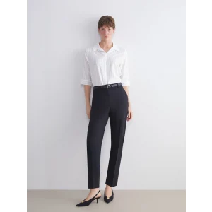LCWAIKIKI Classic Siyah Büyük Beden Beli Kemerli Kadın Cigarette Pantolon