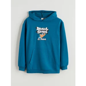 LCW Kids Petrol Kapüşonlu Brawl Stars Baskılı Erkek Çocuk Sweatshirt