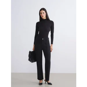 LCWAIKIKI Classic Siyah Büyük Beden Dar Fit İspanyol Paça Kadın Pantolon