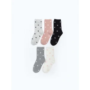 LCW Kids Gri Desenli Kız Çocuk Soket Çorap 5li