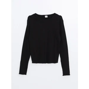 LCW Kids Siyah Bisiklet Yaka Kız Çocuk Tişört