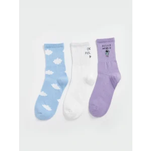 LCW DREAM Mavi Baskılı Kadın Soket Çorap 3lü