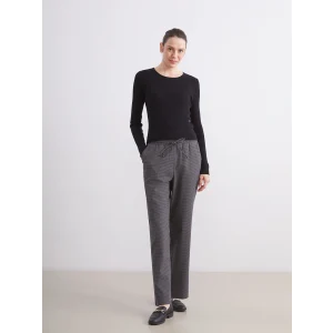 LCW Grace Antrasit Beli Lastikli Desenli Kadın Pantolon