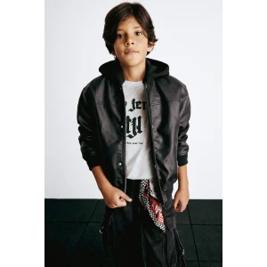 Defacto C4321A8BK27 Siyah Erkek Çocuk Su Geçirmez Çıkarılabilir Kapüşonlu Pelüş Astar Bomber Mont