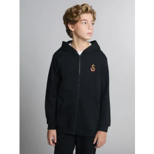 LCW Kids Siyah Kapüşonlu Galatasaray Baskılı Erkek Çocuk Eşofman Takım